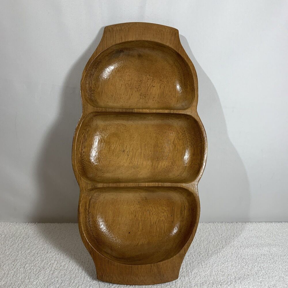 Leilani Monkey-Pod Wood Serving Dish Vintage Wooden Bowl